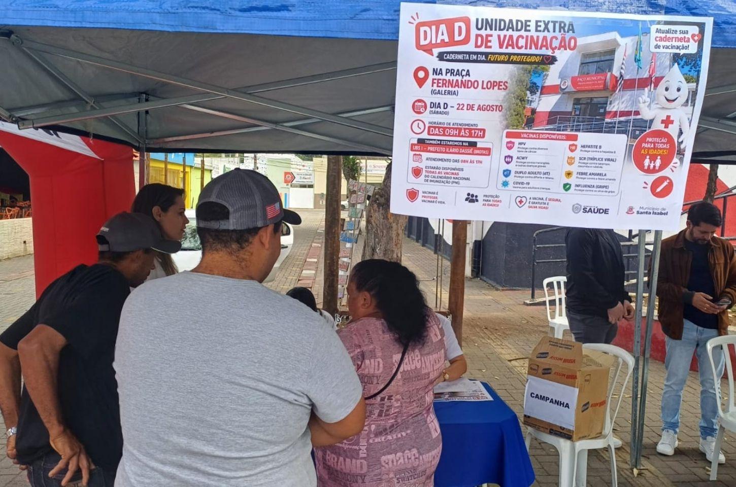 Dia D de vacinação aplica 517 doses em dois pontos de atendimento em Santa Isabel