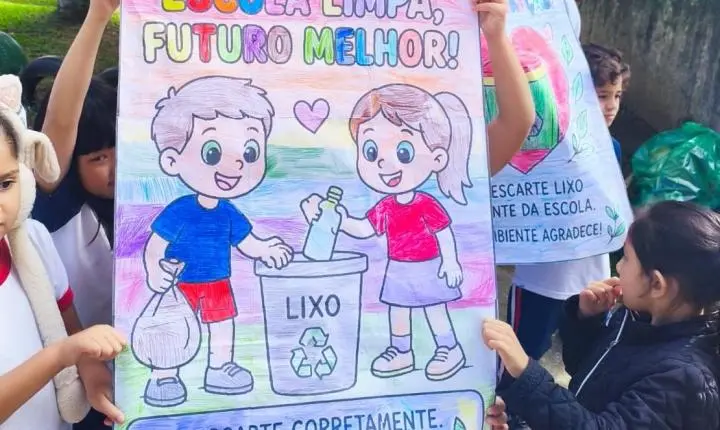 Alunos do Ouro Fino lideram ação contra descarte irregular de lixo em Santa Isabel