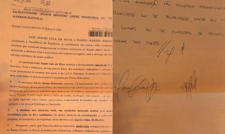 Campanhas de Lula e Flávio fecham acordo no TSE para abrir sigilos dos candidatos