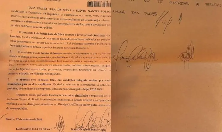 Campanhas de Lula e Flávio fecham acordo no TSE para abrir sigilos dos candidatos