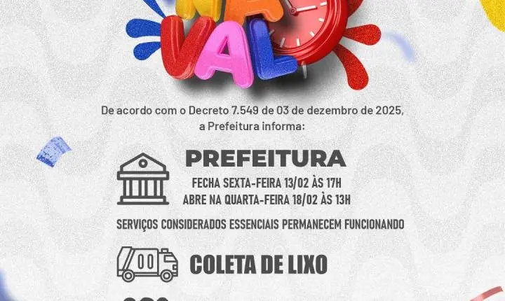 Expediente da Prefeitura muda no Carnaval em Santa Isabel